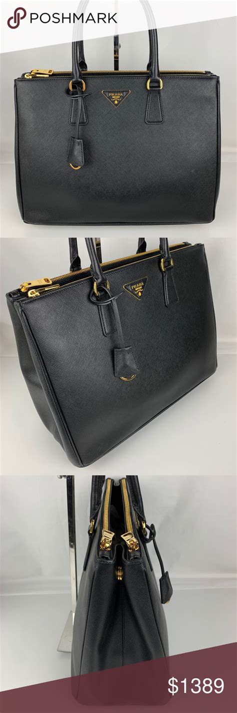 black prada double zip tote 1ba786